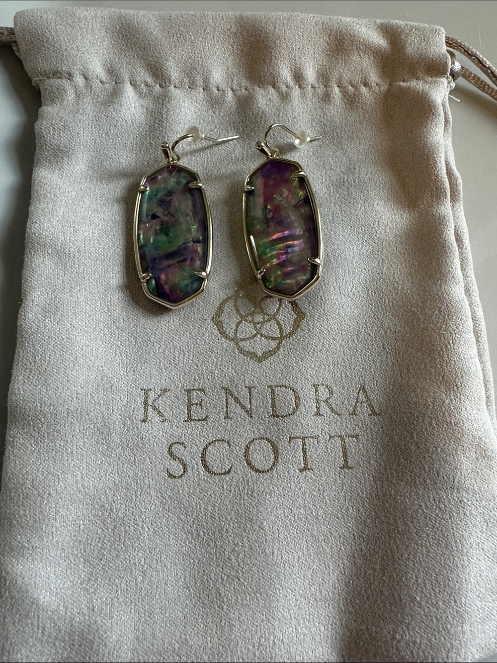 Kendra Scott Lilac Abalone Gold Drop Earrings